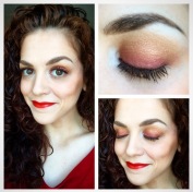 Red-bronze, ombré eyes and warm, red lips. Come on summer! Eye colors from Marc Jacobs Siren Palette. Lips from Bite Beauty Luminous Creme Lipstick in Apricot. Eyebrows from Make Up For Ever ‪‎Aquabrow‬ in #25 Ash. Blush in ‪Coralista‬, bronzer in ‪Hoola‬, and ‪They're Real Mascara‬ from Benefit Cosmetics.